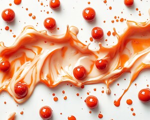 Wall Mural - Bold splash of smoky chipotle sauce creating a vibrant pattern on a pristine white background