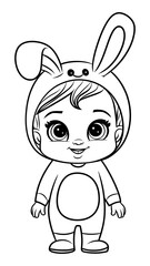 Sticker - child in a rabbit costume coloring