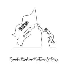 One continuous line drawing of Saudi Arabia National Day Vector Illustration on September 23th. Saudi Arabia National Day design in simple linear style. Suitable for greeting card poster and banner.