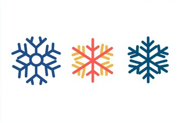 A continuous one-line set of snowflakes in a winter theme.