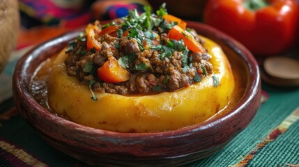 Stuffed Potato with Ground Beef and Beans