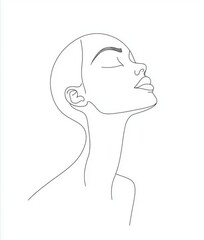 Wall Mural - Portrait of a modern woman drawn in one line. Abstract art - Modern illustration.