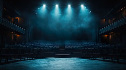 Vacant auditorium with solitary spotlight empty stage wallpaper