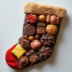 Sticker - Christmas Stocking Filled With Chocolate and Sweets