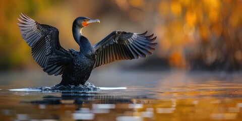 Canvas Print - Double crested Cormorant at Verdi Pond Shallow Focus