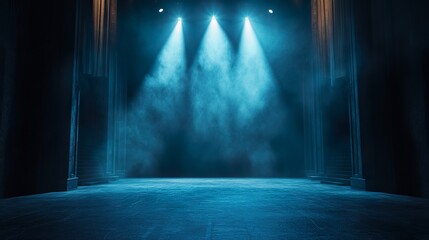 Poster - Lonely spotlight on a dark empty stage in a deserted auditorium wallpaper