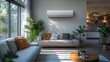 © studio clever - Modern living room interior with air conditioner and plants Generative AI