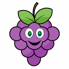 grapes cartoon line art whit white background, vector illustration cartoon