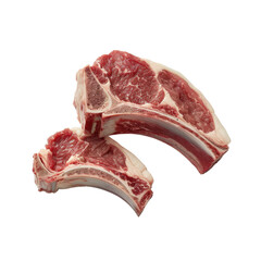 High-quality raw lamb chops on a white background. Ideal for recipes, culinary blogs, or food industry use.