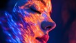 © cac_tus - Close-up of woman's face with colorful light projections