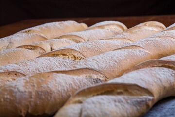 A tray of freshly baked bread 