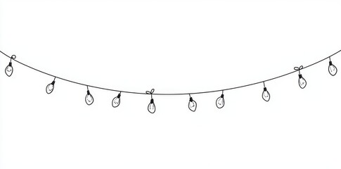 Wall Mural - Continual line drawing of Christmas garland light bulbs, modern minimalist linear illustration for the New Year and Merry Christmas