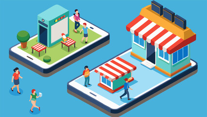 flat 3d web isometric mobile shopping, sales infographic concept flat 3d web isometric e-commerce,