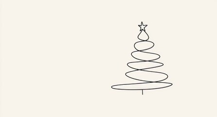 Wall Mural - line art of a christmas pine fir tree. one line illustration in a minimalistic design. 2022 year, ch