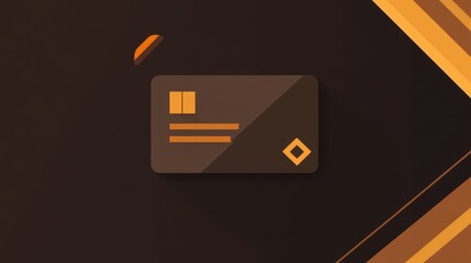 Brown Credit Card with Orange Details on a Brown and Orange Background