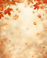 fall season invitation with vibrant leaves bokeh background and copy space for text. concept of natu