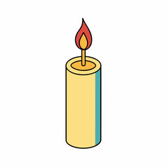 candle line art whit white background, vector illustration cartoon