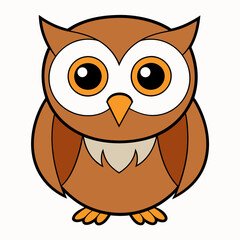 owl cartoon lineart whit white background, vector illustration cartoon