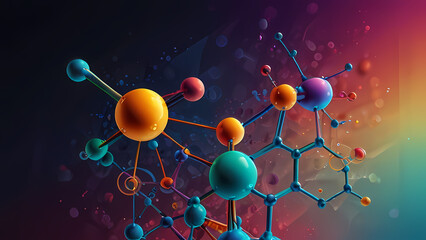 Wall Mural - Dynamic molecular structure in an abstract, multi-layered background