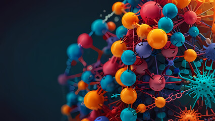 Wall Mural - Dynamic molecular structure in an abstract, multi-layered background