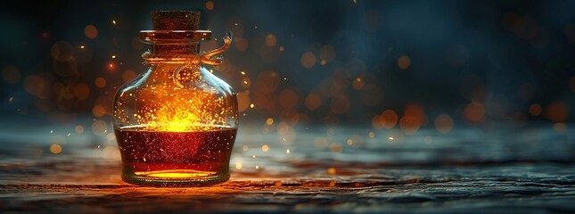 Poster - Glowing Potion in a Glass Bottle