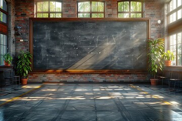 Sticker - Empty Classroom with Chalkboard