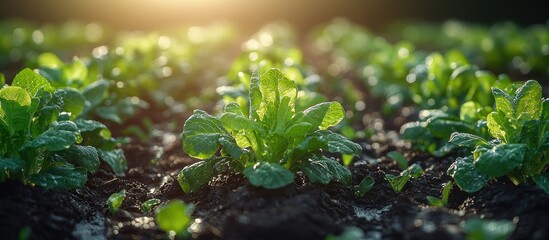 Canvas Print - Fresh Green Lettuce Plants in a Field