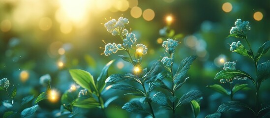 Poster - Sunlit Flowers in a Lush Meadow