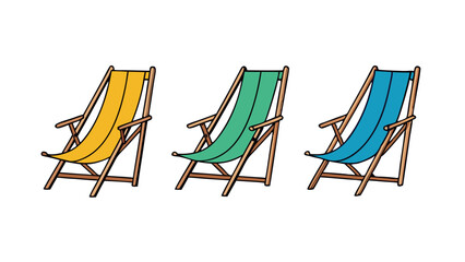 Canvas Print - 3 set of beach chair silhouette, unique and trendy art, solid white color background, vector