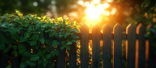 Canvas Print - Sunset Through a Wooden Fence