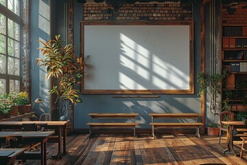 Sticker - Empty Classroom with Whiteboard