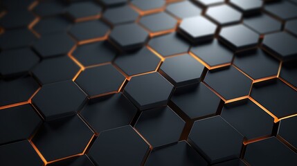 Wall Mural - a futuristic and abstract background featuring a honeycomb pattern with glowing edges.