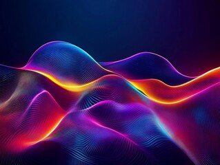 Wall Mural - Glowing spectrum vibrant neon light geometric shapes and flowing wave motion Futuristic techinspired design with threedimensional texture and sleek energy