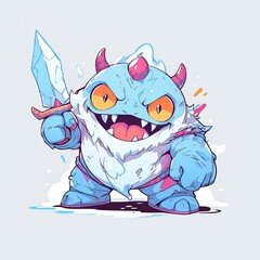 Wall Mural - Cute Monster with a Sword