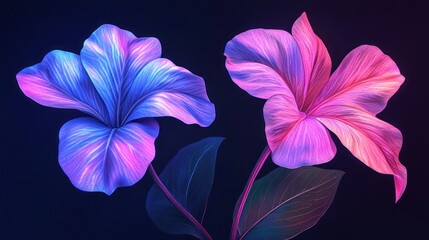 Vibrant digital illustration of two colorful flowers.