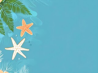 Sticker - Tropical Summer Background with Starfish