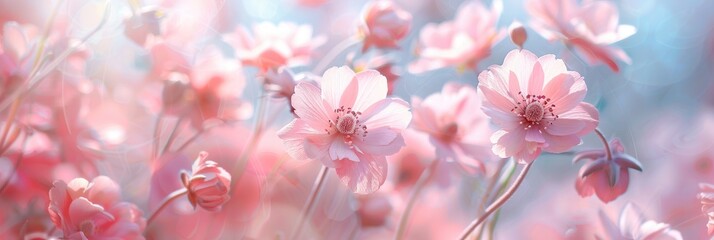 Sticker - Soft-focus pastel blooms in shades of pink and rose