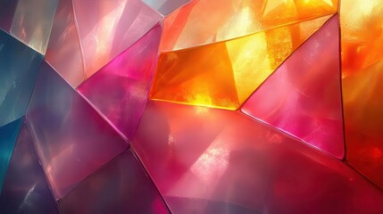 Wall Mural - abstract composition of overlapping transparent colored glass shapes light refracts through the layers creating a kaleidoscopic effect of vibrant hues and patterns