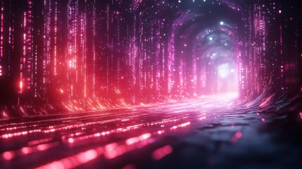 abstract digital landscape binary code streams in lilac hues futuristic cyberpunk aesthetic glowing data visualization techinspired artwork