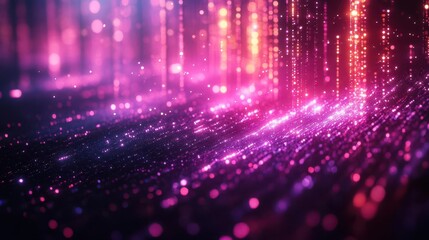 abstract digital landscape binary code streams in lilac hues futuristic cyberpunk aesthetic glowing data visualization techinspired artwork