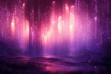 abstract digital landscape cascading binary code lilac and purple hues futuristic aesthetic data visualization concept
