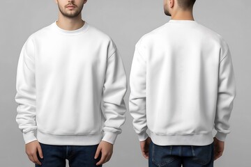 White crewneck sweatshirt front and back