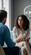 © Wix - Social worker woman psychologist talking to man depression counseling