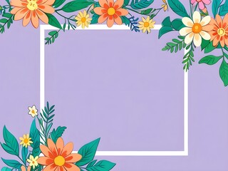 Poster - Floral Frame on Purple Background