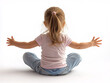 © mertingen - A little girl sitting with arms open in a joyful and relaxed pose