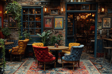 Wall Mural - a quirky cafe with eccentric decor and themed furnishings, showcasing the unique and imaginative asp