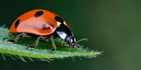 Wall Mural - Ladybug Beetle Animal Insect Coccinellidae Is Commonly Found Coccinella Septempunctata Shallow depth of field