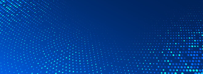 blue glowing dotted texture. abstract curved dot grid wallpaper. circle halftone pattern background.
