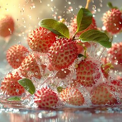 Sticker - Water Splashes and Red Fruits