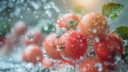 Canvas Print - Fresh Red Berries with Water Droplets